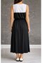 Women's Strappy Crew Neck Double Color Slit Long Viscose Dress - 3