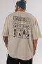 Gym Bro Oversize Back Printed Beige T-Shirt 100% Cotton Streetwear Premium Comfortable Fit - 5