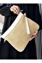 Wicker Handbag and Portfolio Clutch Bag with Long Strap, Suitable for Women's Tablet Use