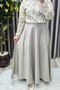 Women's Clothing Plus Size Mevlana Model Side Zipper Crepe Satin Solid Color Skirt - 2