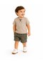 Boy's 100% Cotton Shorts Two-Piece Set Beige-Khaki 2-5 Years