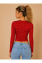Red Heart Pattern Long Sleeve Crop Blouse – Y2K Style Women's Crop Top - 4