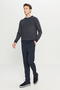 Men's Navy Blue-Grey 100% Cotton Standard Fit Crew Neck Jacquard Knit Sweater - 2