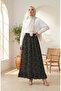 Elastic Waist Floral Patterned Skirt 0314-03 Black