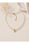 Flower Detailed Pearl Steel Necklace