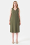 40211 Khaki Button Detail Midi Length Sleeveless Knitted Dress