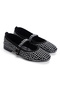 Black Stone Buckle Elastic Women's Ballerinas - 4