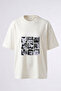 Cat Mood Design Back Printed Cotton White Oversize T-Shirt