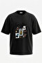 Coraline Film Design Back Printed Cotton Black Oversize T-Shirt