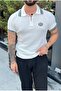 Zippered Polo Embroidered Knitwear Tshirt White - 2