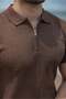 Light Brown Regular Fit Polo Collar Knitwear Men's T-Shirt E7503 - 2