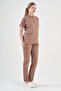 Lycra Milk Brown Zipper Detailed Surgical Suit - 2