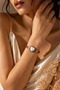 Women's White Stone Heart Figured Copper Bracelet Adjustable Stylish and Elegant Design - 6