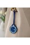 Blue Octagonal Designer Pocket Watch – Blue Dial, Fashion Pendant Hanging Watch with Leather Strap - 2