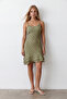 Khaki Strappy Valon Ruffle Fabric Mini Beach Dress Alc-X15554 - 3