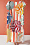 Umbrella Themed Striped Beach Towel - Modern Tropical Coral Tone Quick-Dry Microfiber Towel - 2