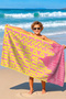 Budapest Themed City View Beach Towel - Modern Typographic Pink Yellow Quick-Drying Cover Towel - 6