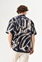 Abstract Design Detailed Short Sleeve Oversize Shirt - 3