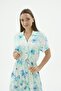 Women Short Sleeve Buttoned Shirt Collar Floral Pattern Long Dress C9T6N571 - 3