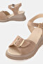 Women's Beige Suede Genuine Leather Strap Buckle Straped Wedge Heel Daily Sandals - 3