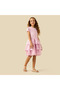 Round Neck Short Sleeves Tiered Dress with Zip Closure - 2