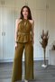 Oil Green Gold Accessory Detailed Flounce Jumpsuit - 4