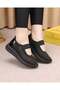 Luvvi Black Stone Rubber Breathable Mesh Detailed Women's Walking Orthopedic Sports Shoes - 3