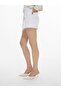 Selenis White Jean Shorts Skirt with Buttons on the Front - 4