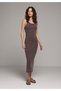 Slim Fit Straight Women's Brown Sleeveless Dress - 3