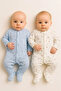Blue and Ecru Star Jumpsuit 100% Cotton 2-Piece Jumpsuit with Booties - 2