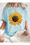 Women's Sunflower Printed Oversize T-Shirt Loose Fit