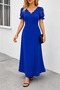 Summer's Favorite Stylish Women's Short Sleeve V-Neck Long Janjan Dress |   Flowy Fabric Daily & Special Occasion Dress - 2