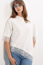 Women's Lace Detailed Oversize Blouse 40002 - White - 3