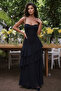 Thin Straps Strapless Backless Layered Ruffles Long Dress Graduation