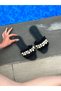 Black Linen Pearl Detailed (Wang) Women's Slippers - 4