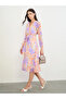 Floral Midi Dress with Tie-Belt - 2