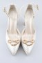 Women's Platform Heeled Ankle Strap Gold Buckle Bridal Shoes Stylish Bridal Wedding Shoes 12 cm Heel - 5