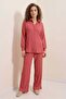 Women's Shirt Collar Oversize Dusty Rose Double Set - 8