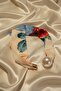Women's Patterned Scarf Necklace with Pearls and Magnets, Stylish Neck Accessory (45 cm) - 3