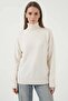 Women's Turtleneck Oversize Knitwear Ecru Sweater