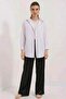 Women's Oversize Striped Cotton White Shirt