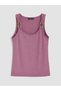 Purple U-Neck Buckle Detailed Gathered Blouse - 5