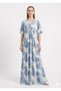 Women's Soft Floral Print Long Nightgown with Short Sleeves – Comfortable Loose Fit Design