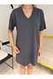 Anthracite V-Neck Modal Dress - 3