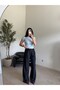 Navy Blue Palazzo Denim Pants - 5