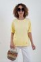 White business t-shirt with yellow hem - 3