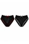 Transparent Tulle Black Ruffled Panties 2-Pack Red & White Detailed