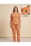 Summer Short Sleeve Heart Crew Neck Orange Pajama Set