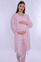 Adjustable Waist Elasticated Maternity Pajama Set with Dressing Gown Effortt - Pink - 8