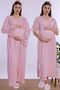 Cotton Maternity Nightgown and Dressing Gown Set with Nursing Features Effortt - Pink